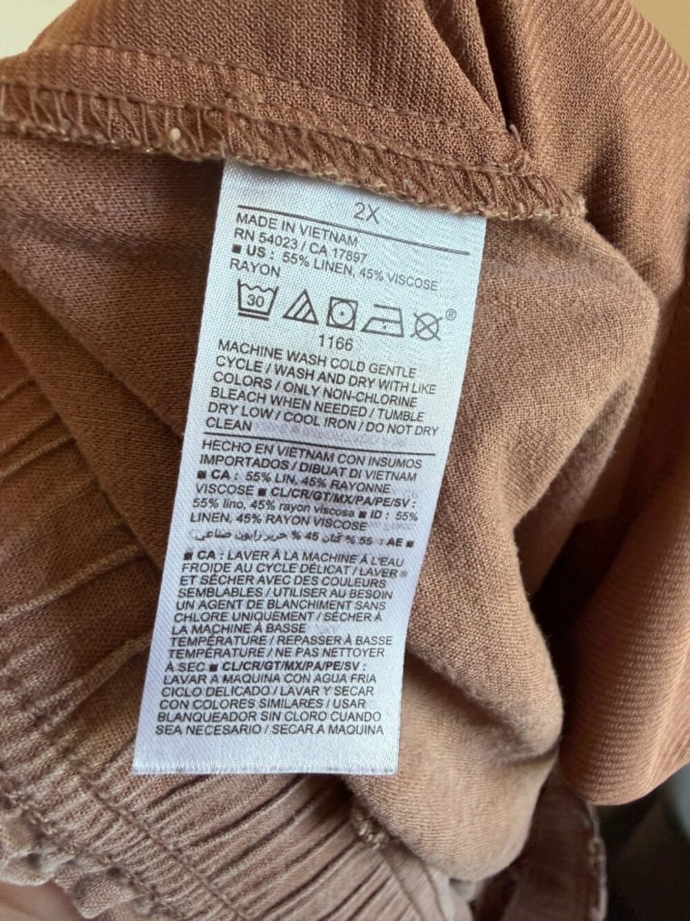 Old Navy High Rise Lettuce Waist Linen Blend Wide Leg Crop Pants 2X Brown - Picture 8 of 10